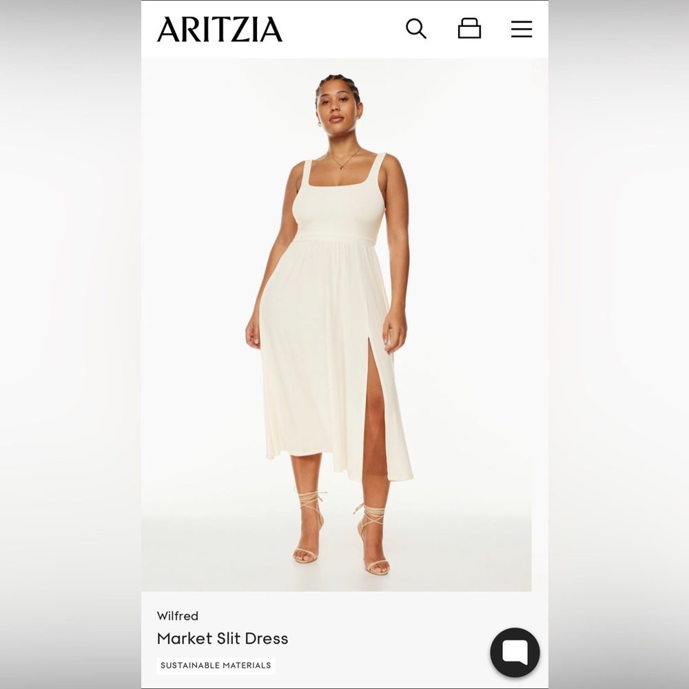 NWOT Aritzia Wilfred Market Slip Dress, Light Birch (white / cream), size Large